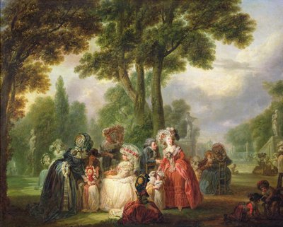 Een ontmoeting in het park door Francois Louis Joseph Watteau